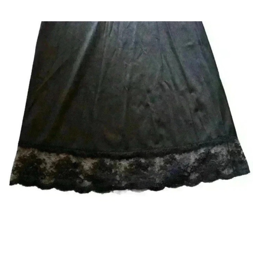 Vintage Vanity Fair Full Slip Dress Size 32L Black Nylon Lace Trim Lingerie USA - Picture 4 of 9